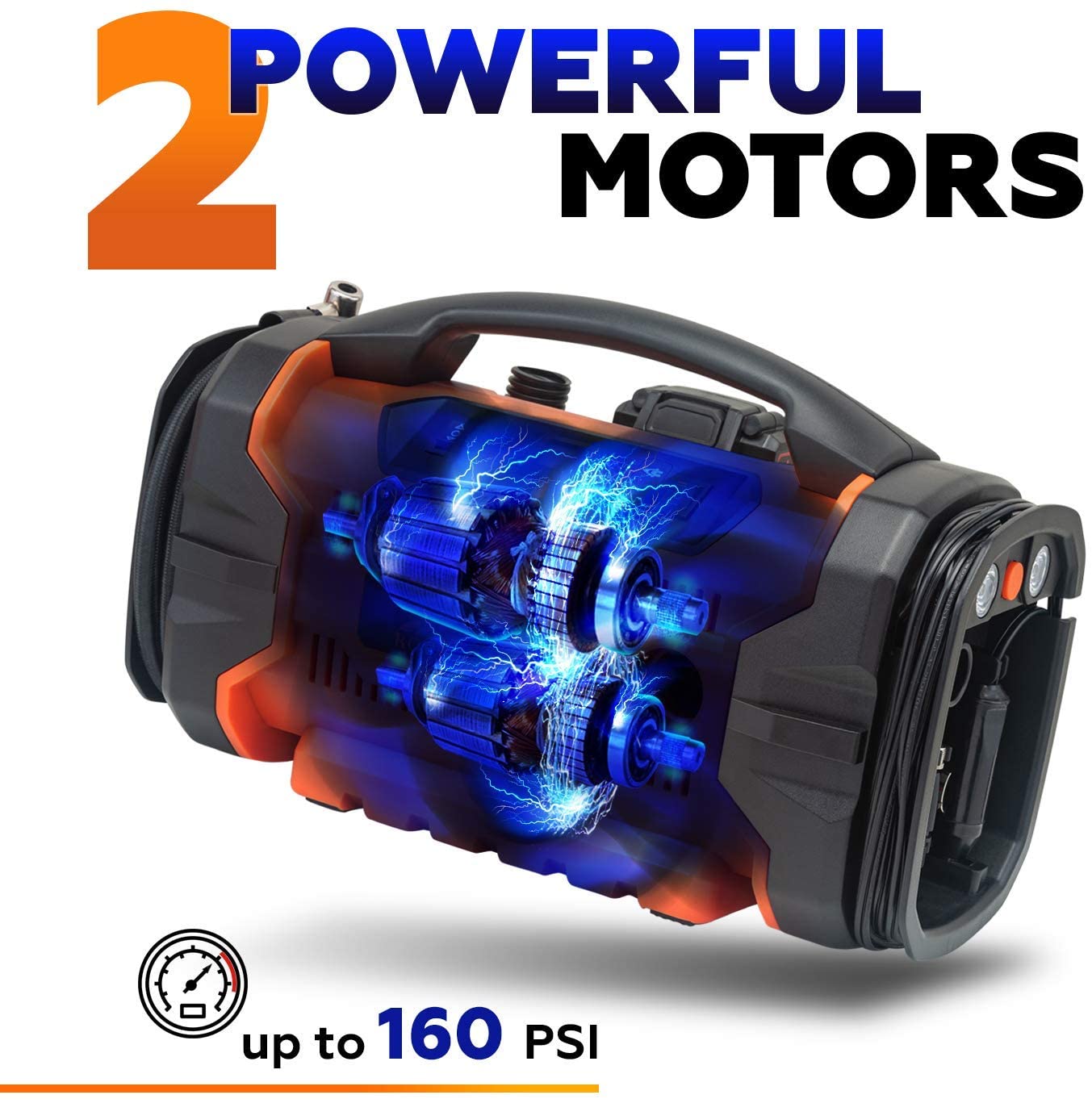 12v Portable Air Compressor For Car Tire Air Pump Inflator - Airzox™ 2.0